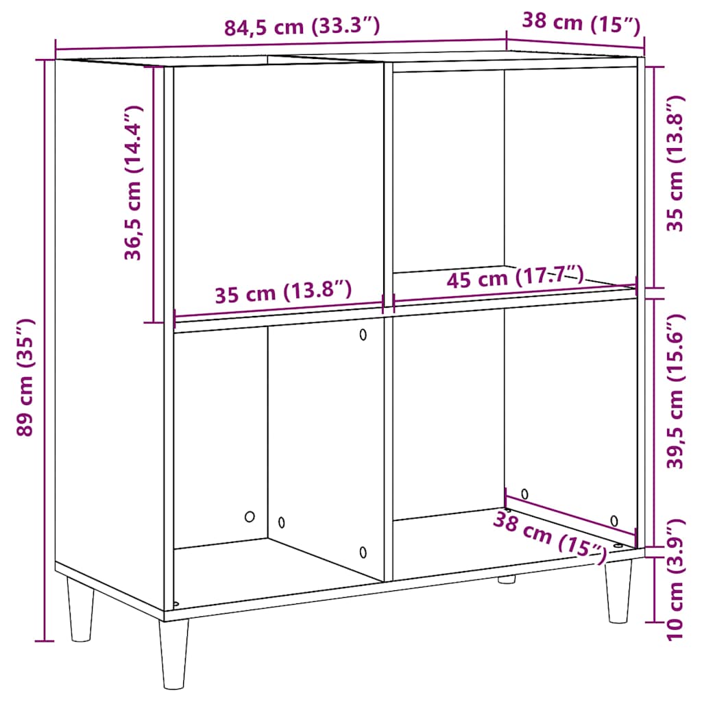 Armoire à disques vieux bois 84,5x38x89 cm bois d'ingénierie Fixations & meubles de rangement multimédia vidaXL   