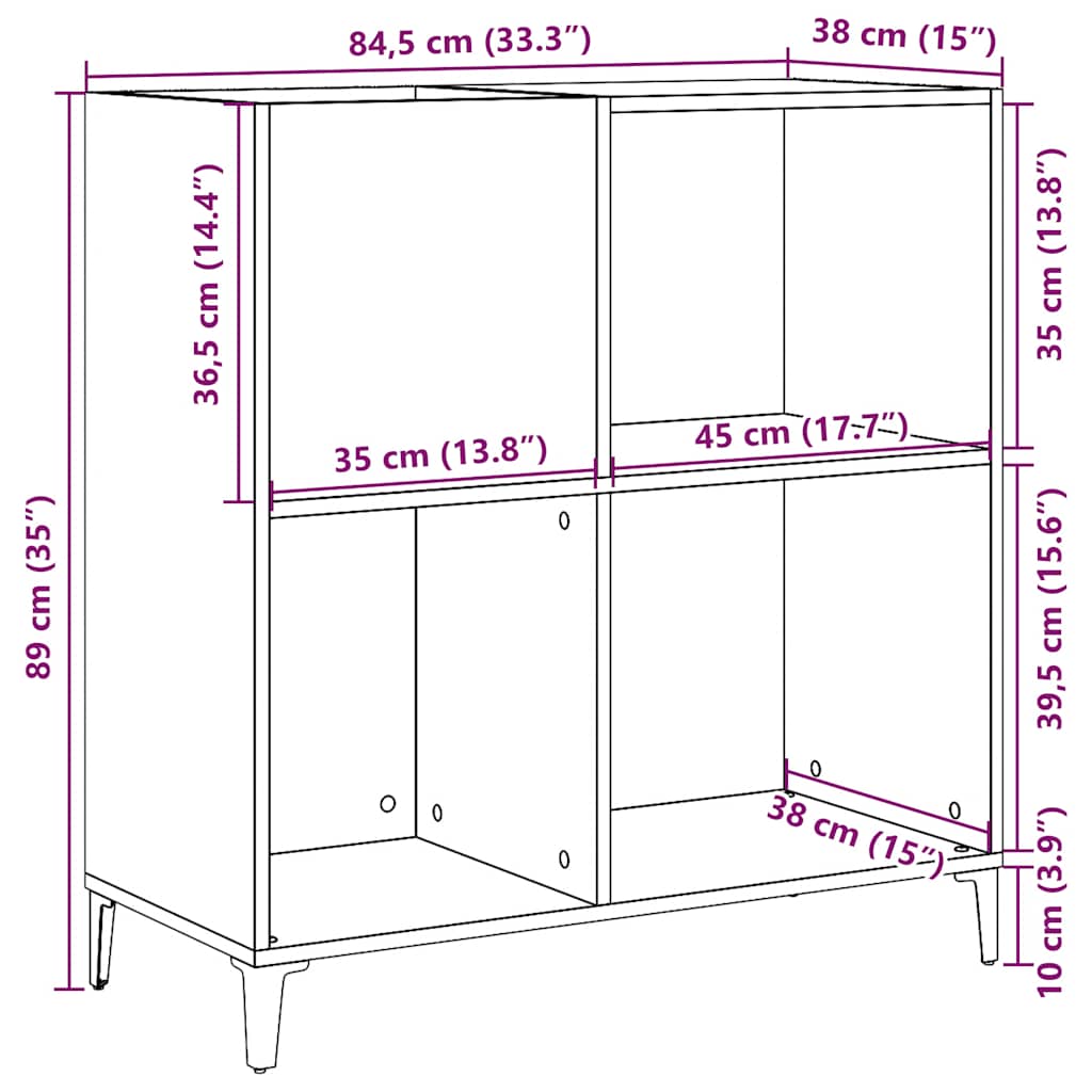 Armoire à disques vieux bois 84,5x38x89 cm bois d'ingénierie Fixations & meubles de rangement multimédia vidaXL   