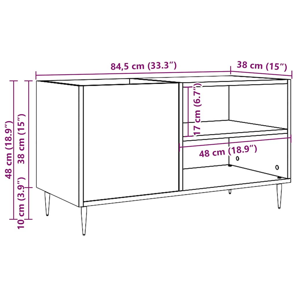 Armoire à disques vieux bois 84,5x38x48 cm bois d'ingénierie Fixations & meubles de rangement multimédia vidaXL