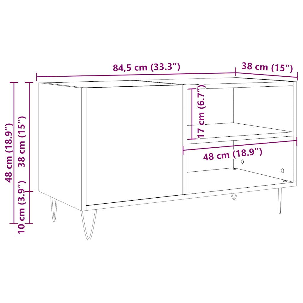 Armoire à disques vieux bois 84,5x38x48 cm bois d'ingénierie Fixations & meubles de rangement multimédia vidaXL