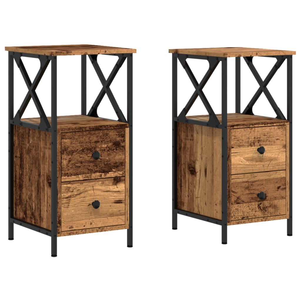 Tables de chevet 2 pcs vieux bois 34x35,5x70 cm bois ingénierie Tables de chevet vidaXL