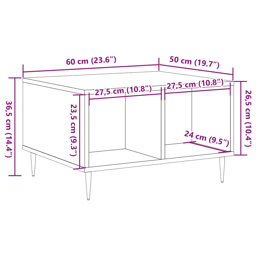 Table basse vieux bois 60x50x36,5 cm bois d'ingénierie Tables basses vidaXL