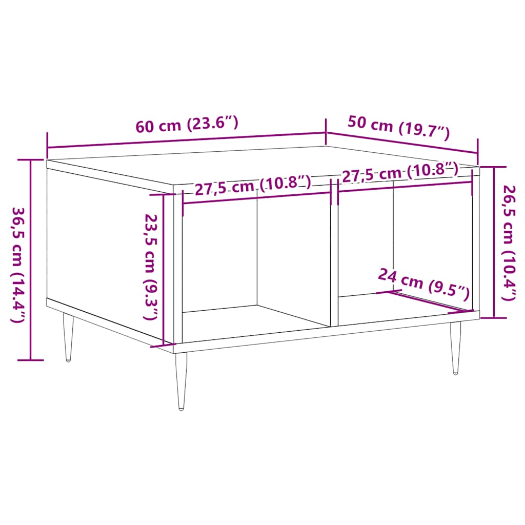 Table basse chêne artisanal 60x50x36,5 cm bois d'ingénierie Tables basses vidaXL