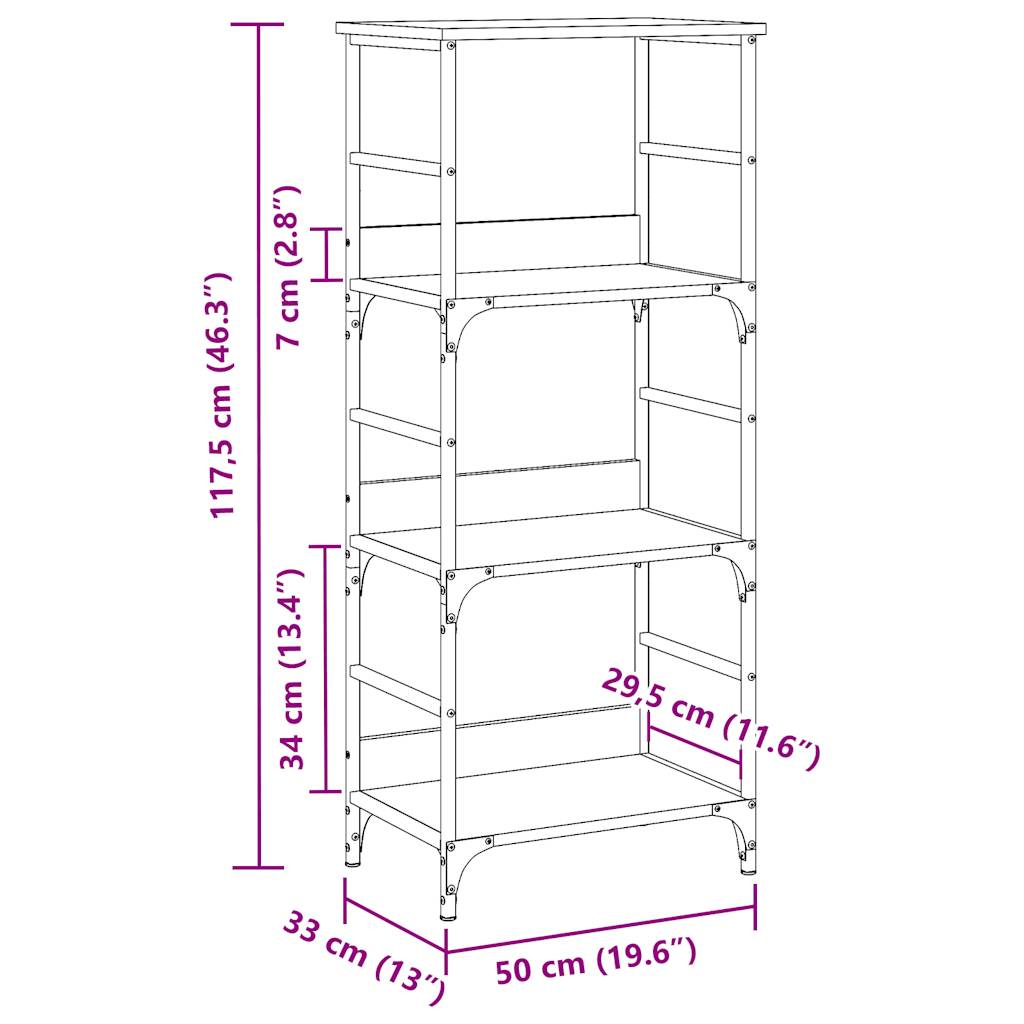 Bibliothèque vieux bois 50x33x117,5 cm bois d'ingénierie Bibliothèques vidaXL