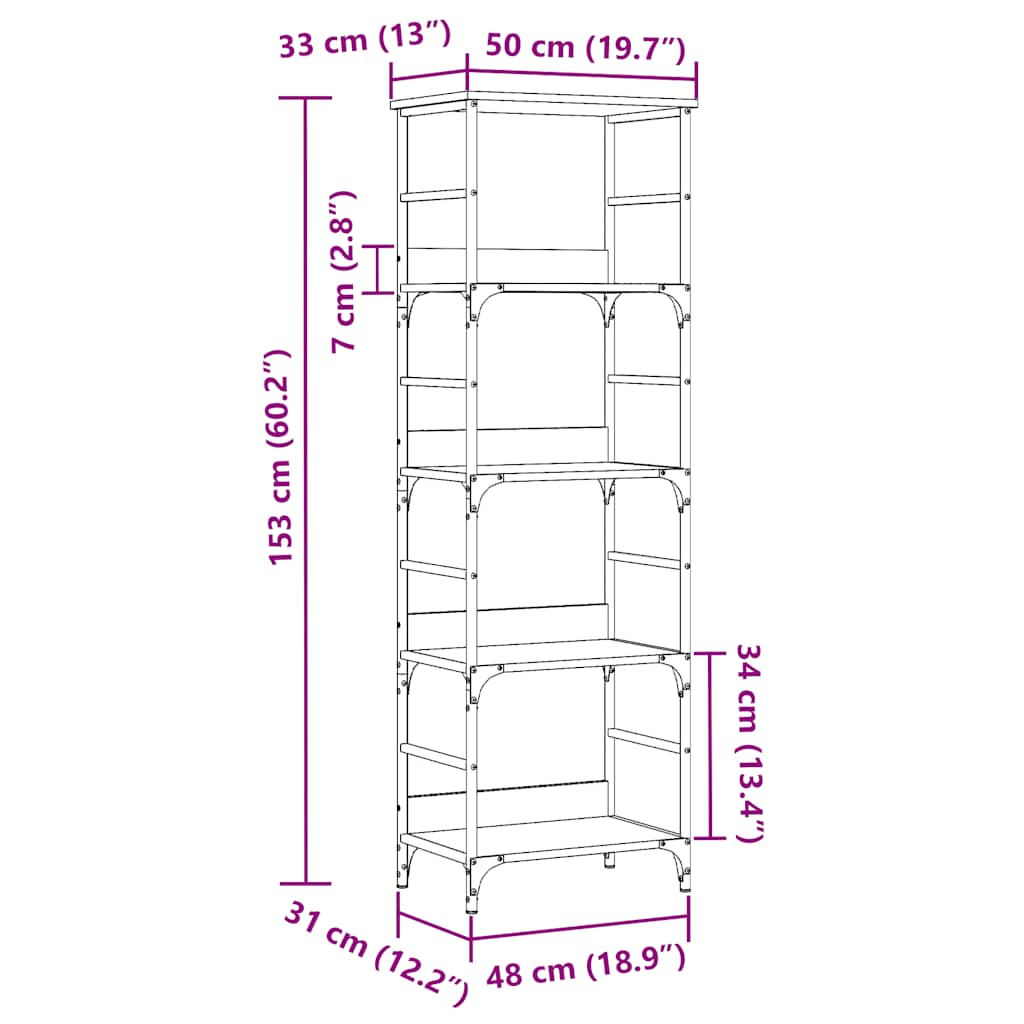 Bibliothèque vieux bois 50x33x153 cm bois d'ingénierie Bibliothèques vidaXL