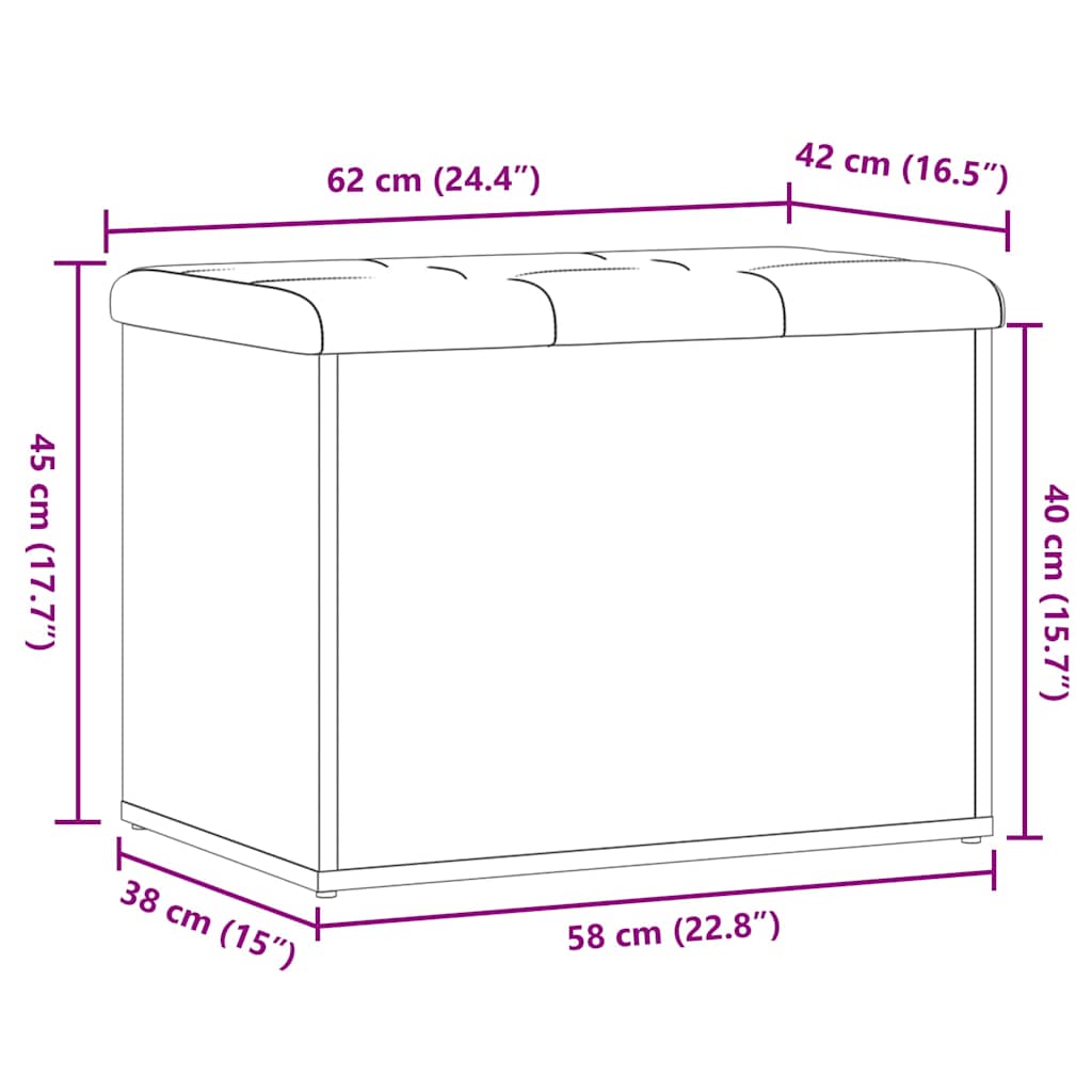 Banc de rangement vieux bois 62x42x45 cm bois d'ingénierie Bancs coffres vidaXL