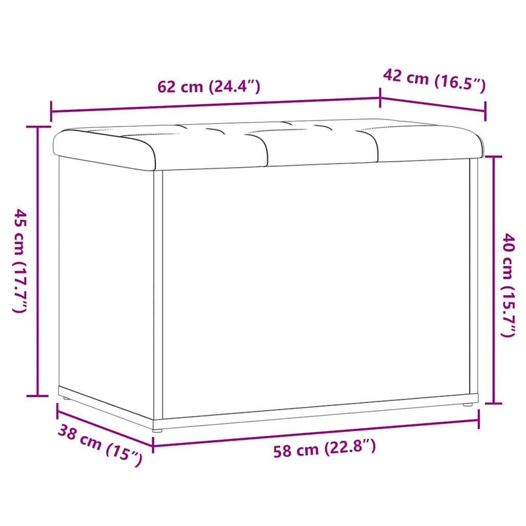 Banc de rangement chêne artisanal 62x42x45 cm bois d'ingénierie Bancs coffres vidaXL