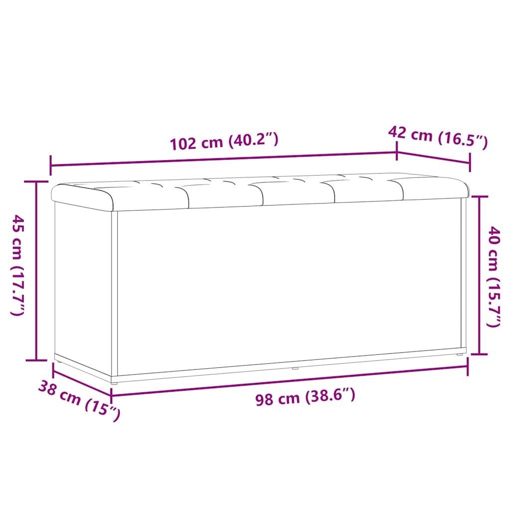 Banc de rangement chêne artisanal 102x42x45cm bois d'ingénierie Bancs coffres vidaXL