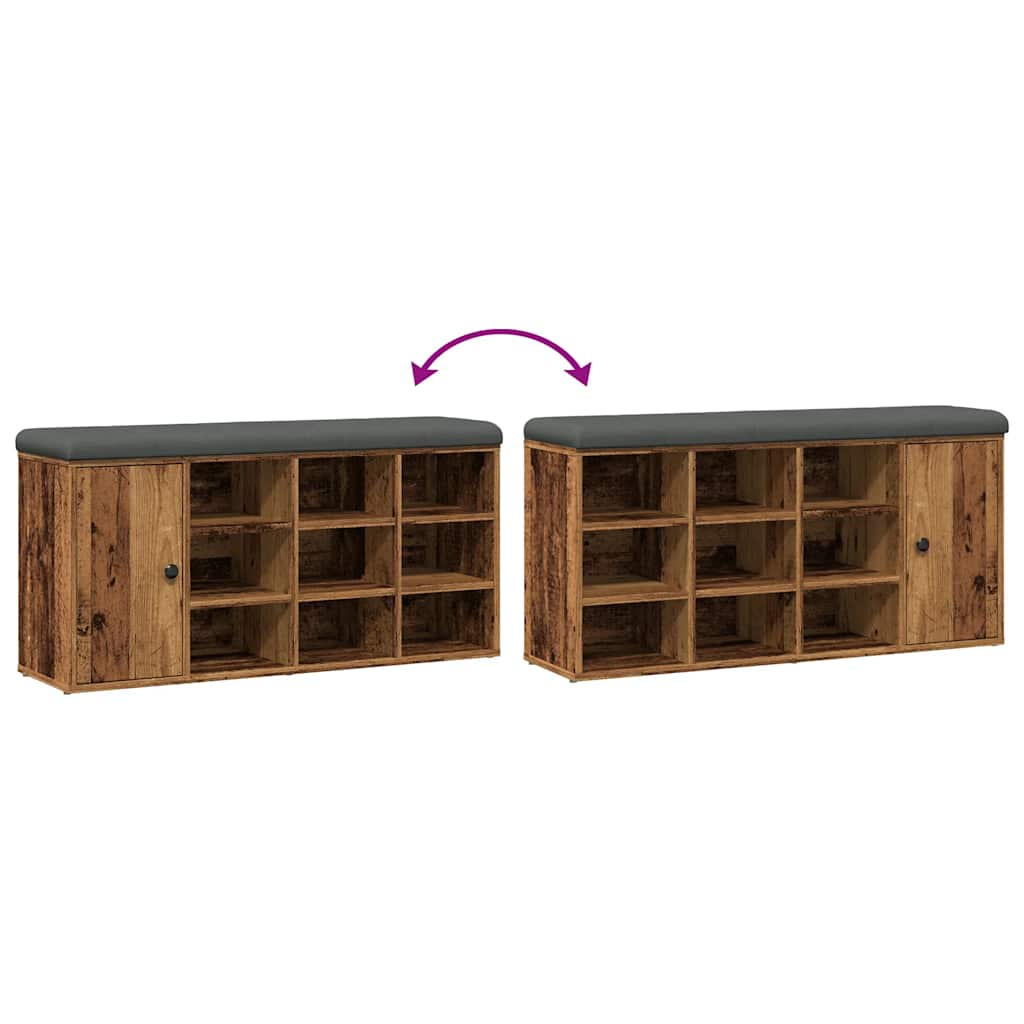 Banc à chaussures vieux bois 102x32x50 cm bois d'ingénierie Bancs coffres vidaXL