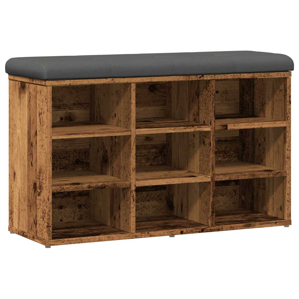 Banc à chaussures vieux bois 82x32x50 cm bois d'ingénierie Bancs coffres vidaXL