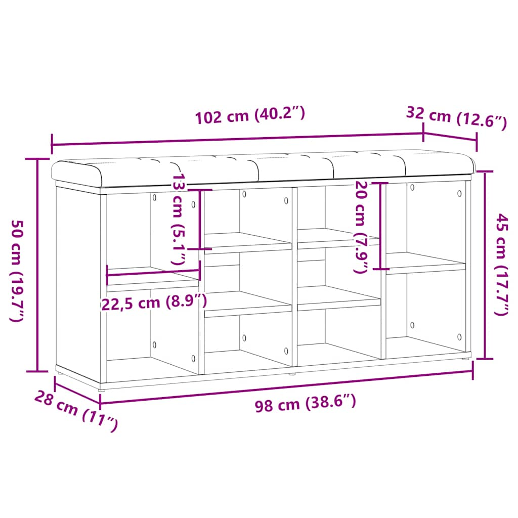 Banc à chaussures vieux bois 102x32x50 cm bois d'ingénierie Bancs coffres vidaXL