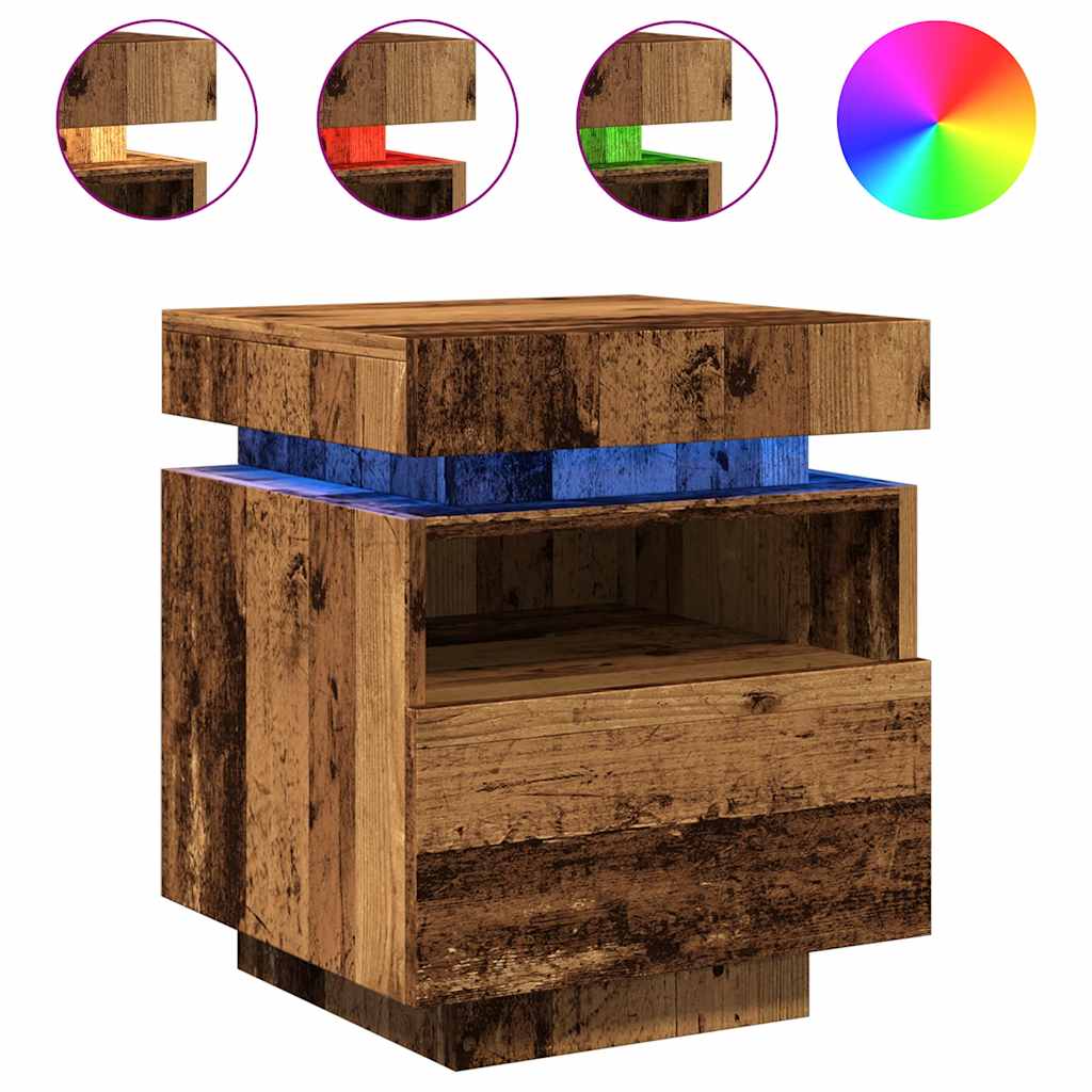 Armoires de chevet et lumières LED 2pcs vieux bois 40x39x48,5cm Tables de chevet vidaXL   