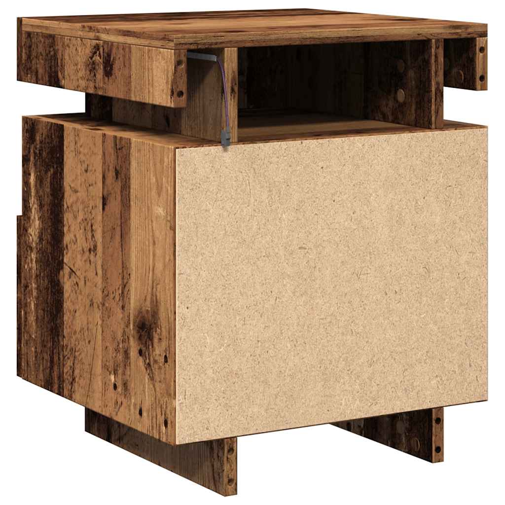 Armoires de chevet et lumières LED 2pcs vieux bois 40x39x48,5cm Tables de chevet vidaXL   