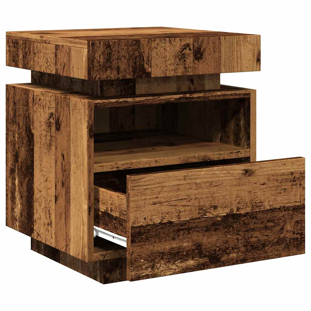 Armoires de chevet et lumières LED 2pcs vieux bois 40x39x48,5cm Tables de chevet vidaXL   