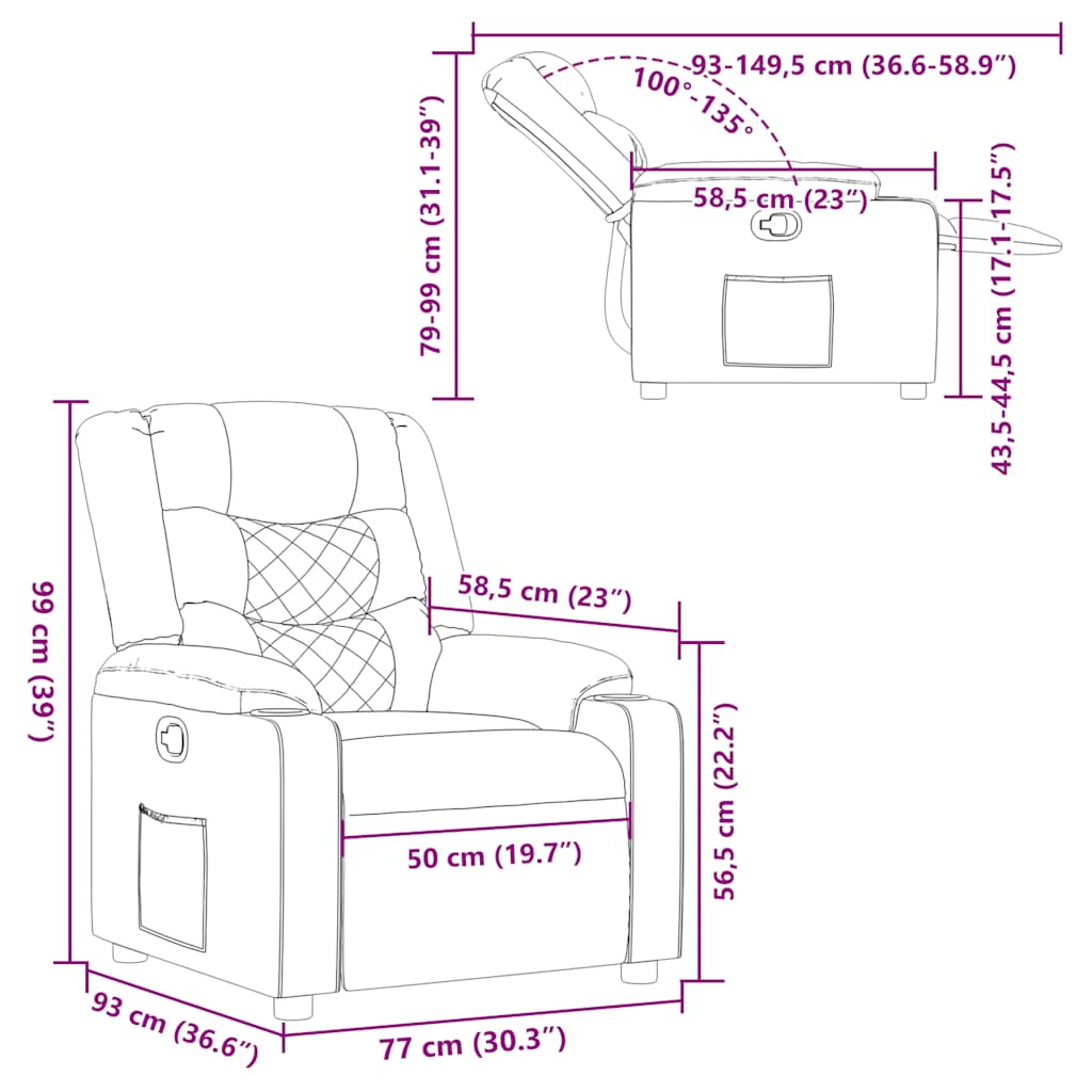 Fauteuil inclinable Marron Tissu Fauteuils vidaXL   