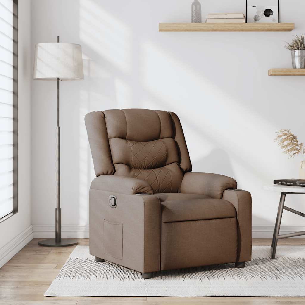 Fauteuil inclinable Marron Tissu Fauteuils vidaXL   