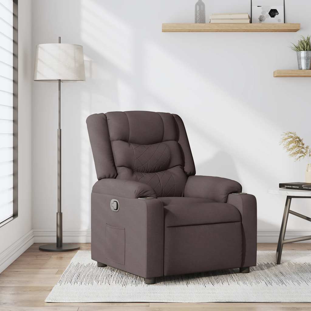 Fauteuil inclinable Marron foncé Tissu Fauteuils vidaXL   