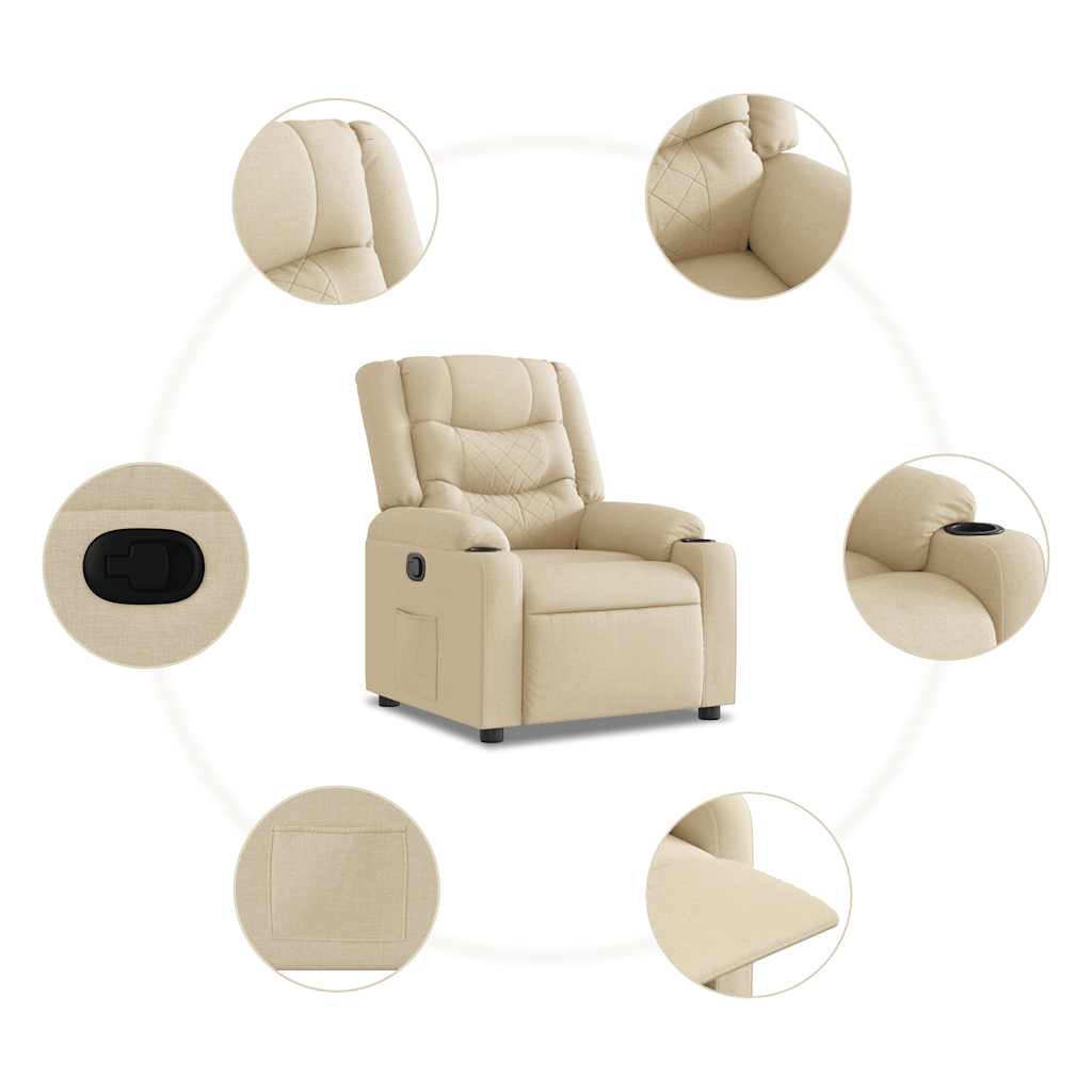 Fauteuil inclinable Crème Tissu Fauteuils vidaXL   