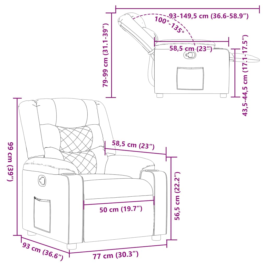 Fauteuil inclinable Crème Tissu Fauteuils vidaXL   