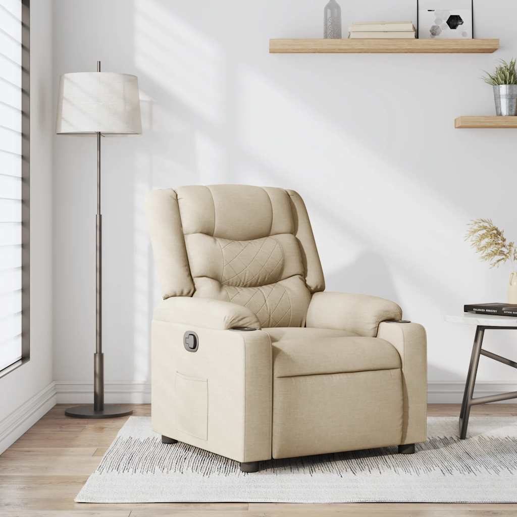 Fauteuil inclinable Crème Tissu Fauteuils vidaXL   