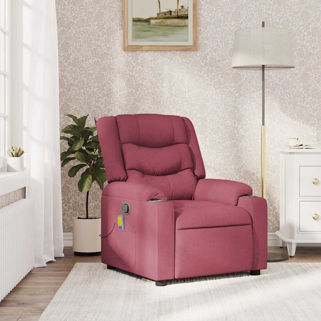 Fauteuil de massage inclinable Rouge bordeaux Tissu Fauteuils vidaXL