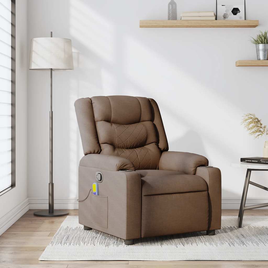 Fauteuil de massage inclinable Marron Tissu Fauteuils vidaXL