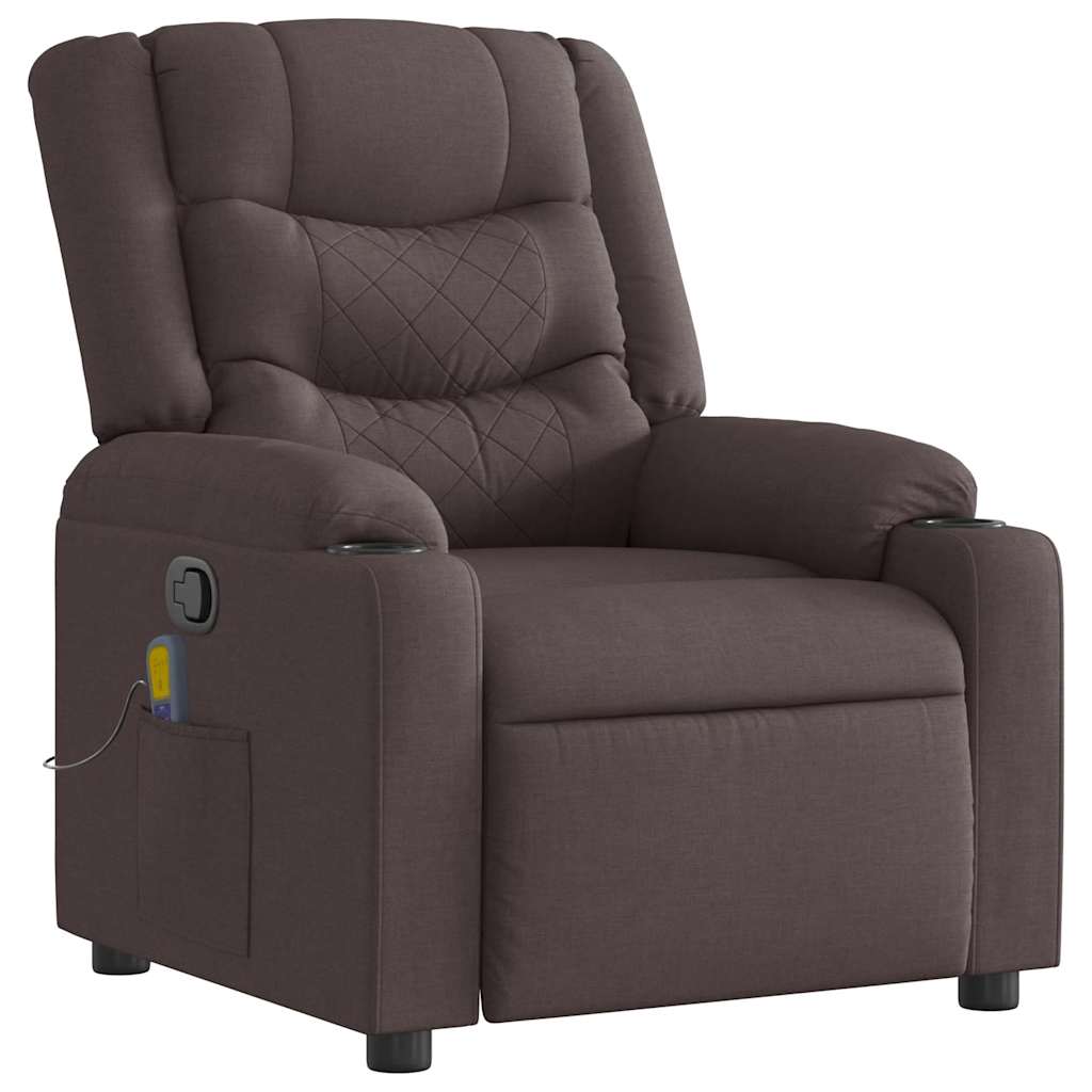 Fauteuil de massage inclinable Marron foncé Tissu Fauteuils vidaXL