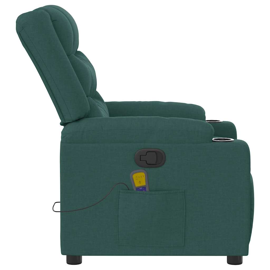 Fauteuil de massage inclinable Vert foncé Tissu Fauteuils vidaXL