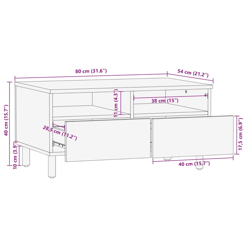 Table basse noir 80x54x40 cm bois d'ingénierie Tables basses vidaXL   