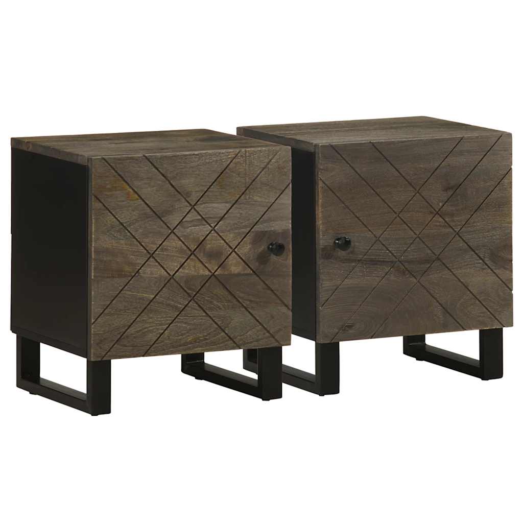 Tables de chevet 2 pcs noir 40x33x46 cm bois de manguier solide Tables de chevet vidaXL   