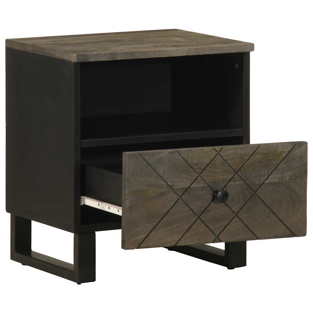 Table de chevet noir 40x33x46 cm bois de manguier solide Tables de chevet vidaXL   