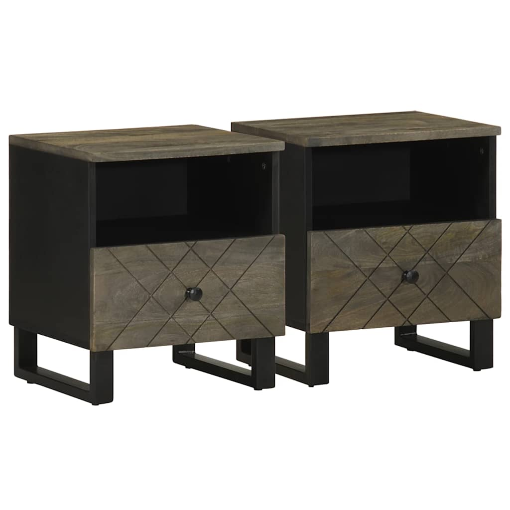 Tables de chevet 2 pcs noir 40x33x46 cm bois de manguier solide Tables de chevet vidaXL   