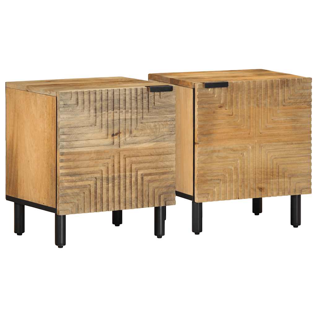 Tables de chevet 2 pcs 40x33x46 cm bois de manguier solide Tables de chevet vidaXL