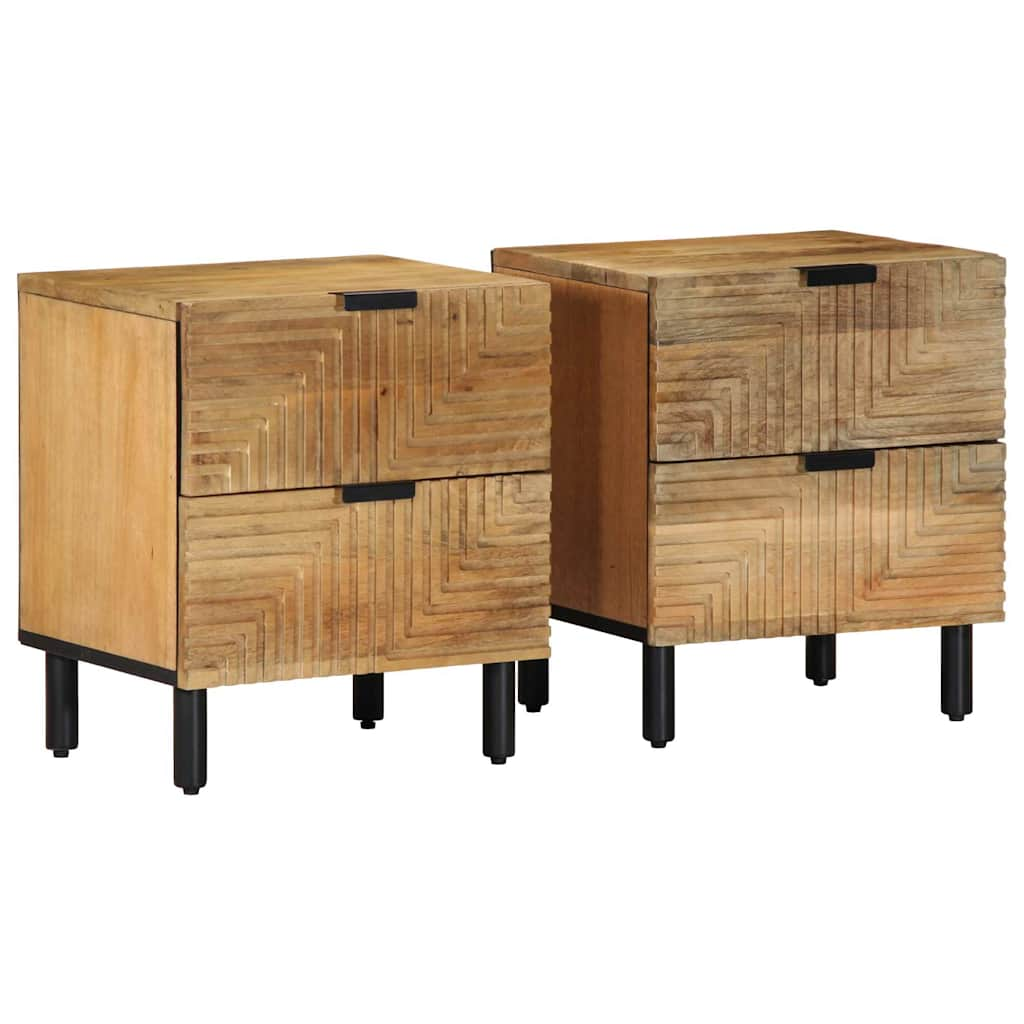 Tables de chevet 2 pcs 40x33x46 cm bois de manguier solide Tables de chevet vidaXL