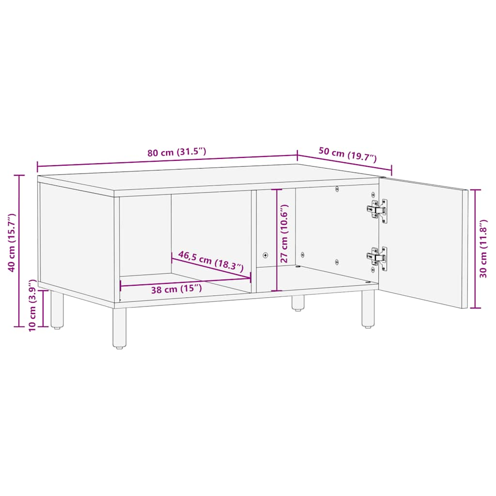 Table basse marron 80x50x40 cm bois de manguier massif Tables basses vidaXL