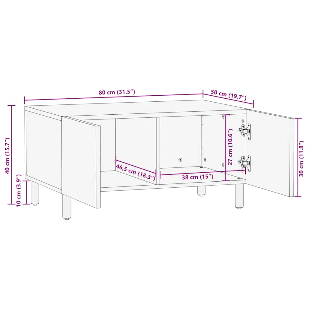 Table basse marron 80x50x40 cm bois de manguier massif Tables basses vidaXL