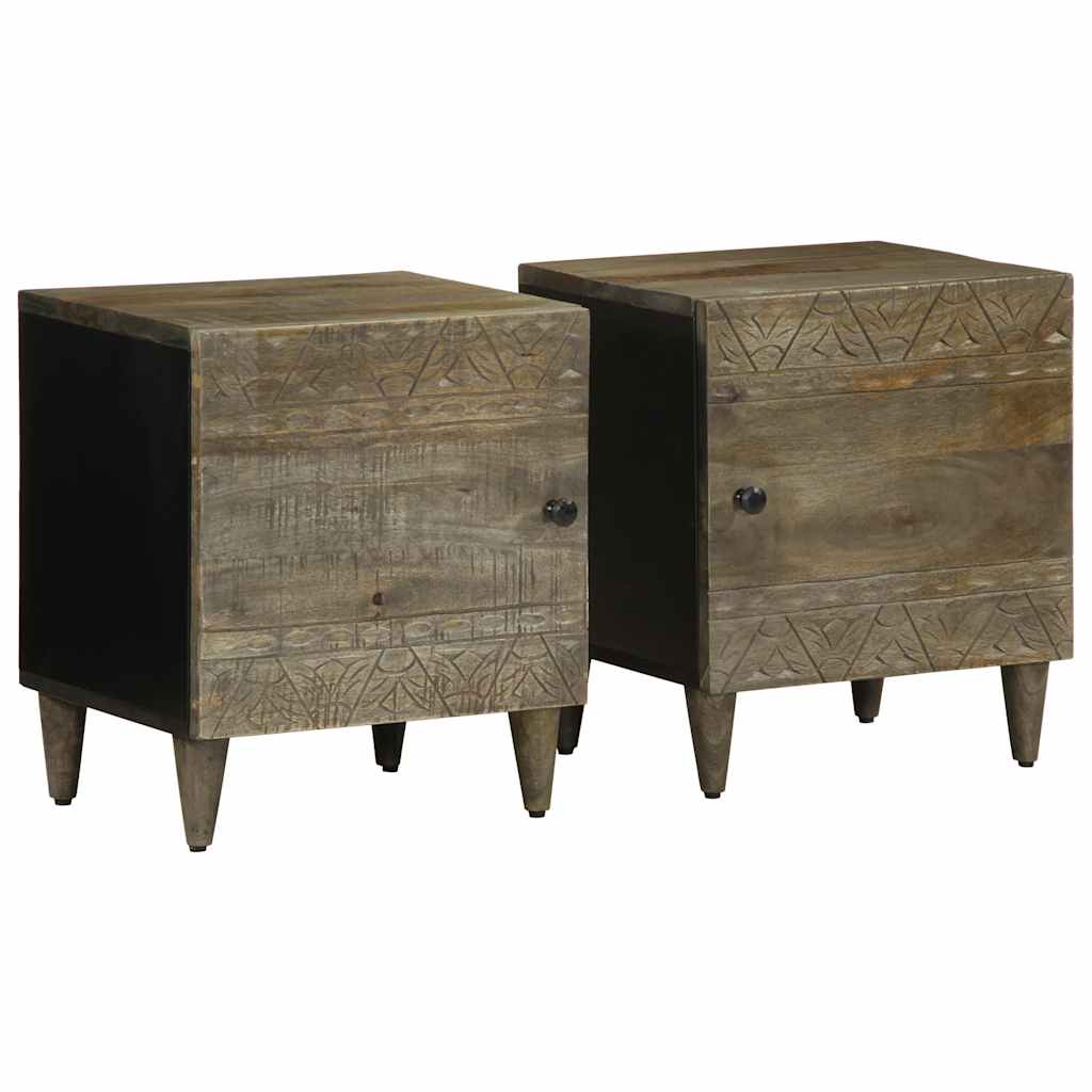 Tables chevet 2 pcs gris clair 40x33x46 cm bois manguier solide Tables de chevet vidaXL