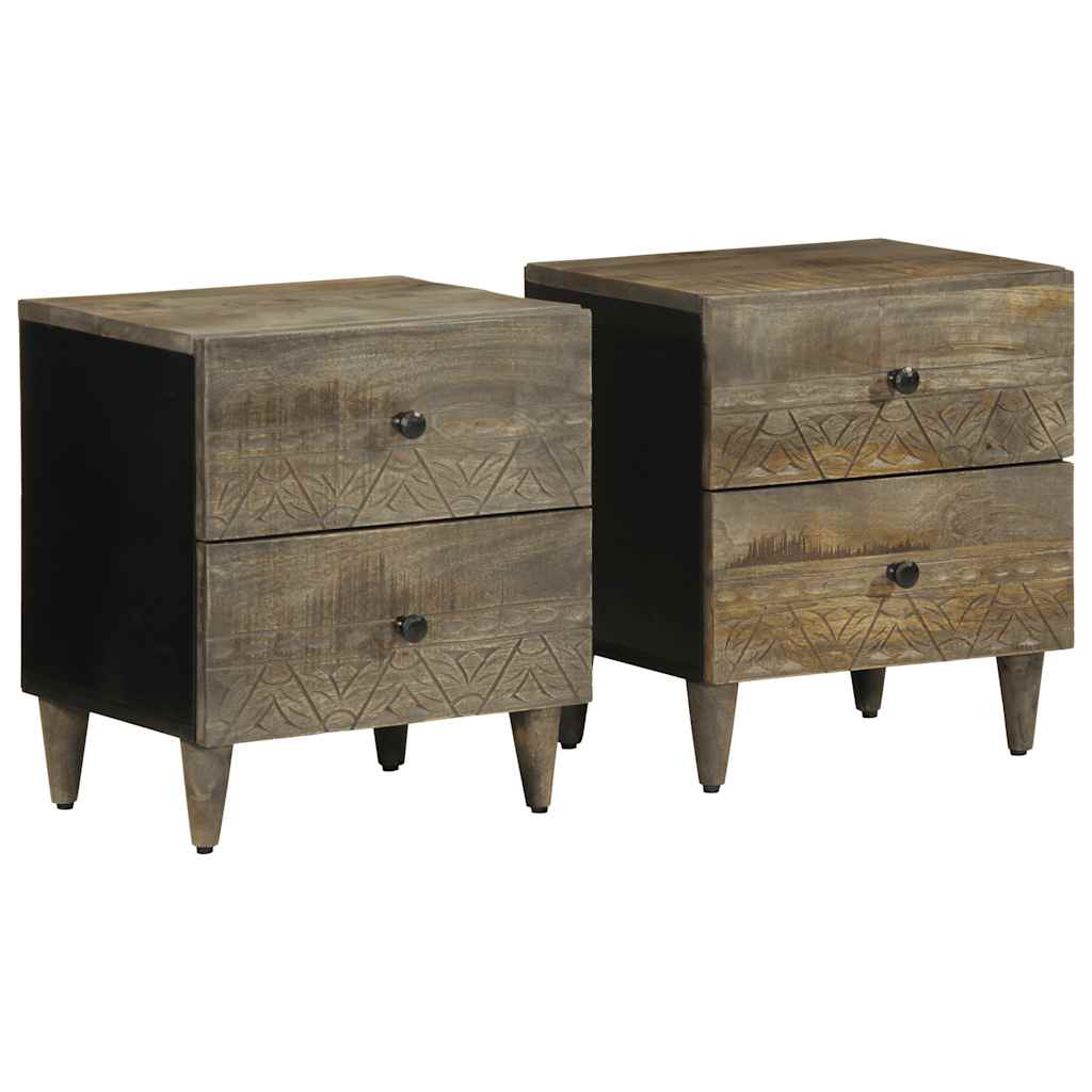 Tables chevet 2 pcs gris clair 40x33x46 cm bois manguier solide Tables de chevet vidaXL