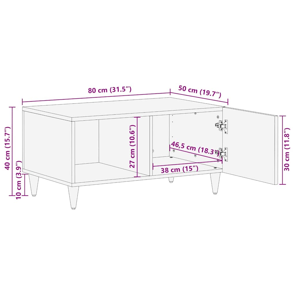 Table basse gris clair 80x50x40 cm bois de manguier massif Tables basses vidaXL