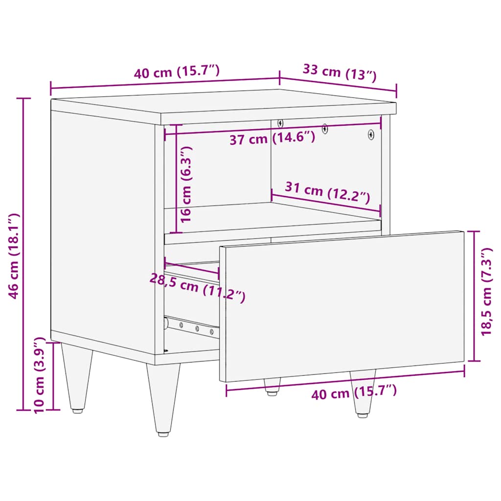 Tables chevet 2 pcs gris clair 40x33x46 cm bois manguier solide Tables de chevet vidaXL