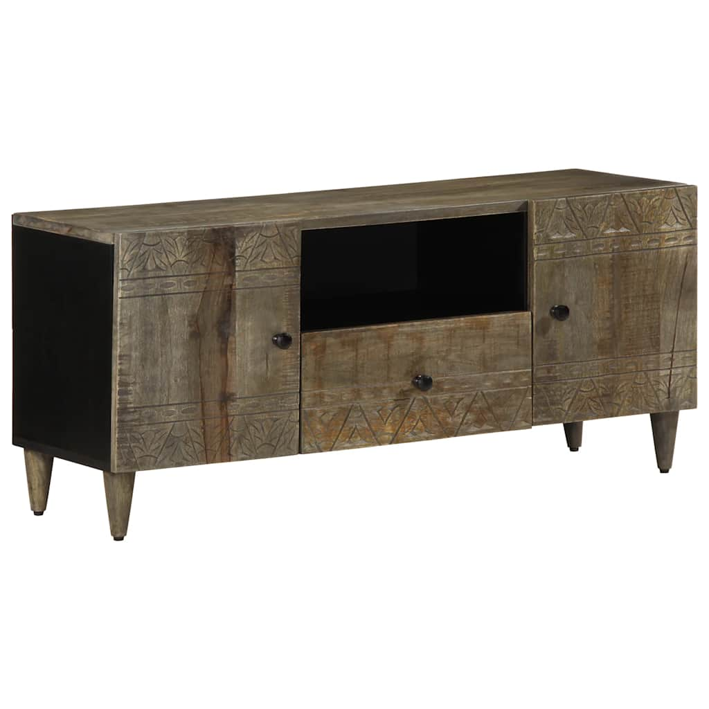 Meuble TV gris clair 105x33,5x46 cm bois massif de manguier Fixations & meubles de rangement multimédia vidaXL