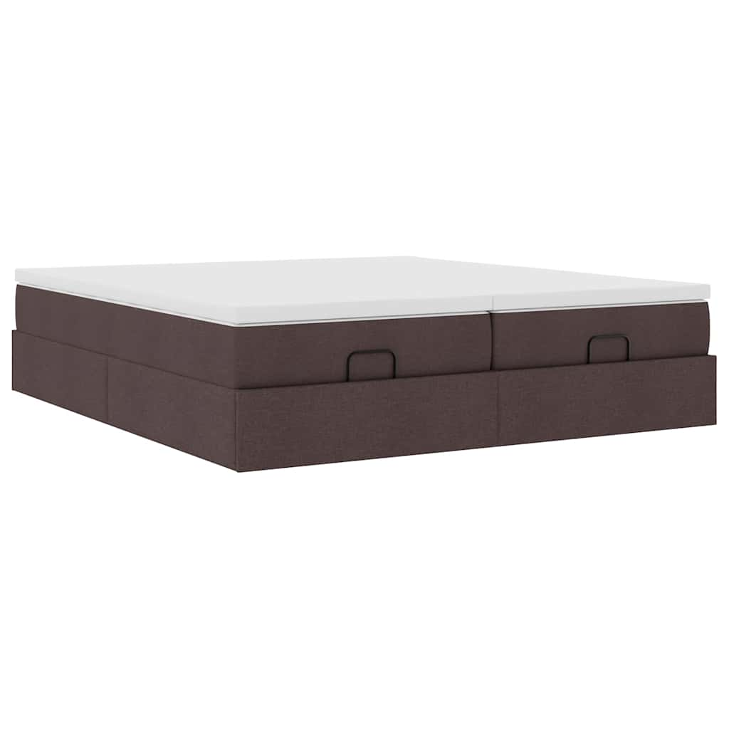 Cadre de lit ottoman avec matelas marron foncé 200x200 cm tissu Lits & cadres de lit vidaXL