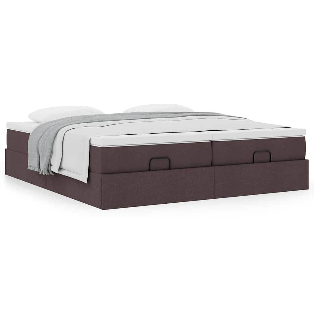 Cadre de lit ottoman avec matelas marron foncé 200x200 cm tissu Lits & cadres de lit vidaXL