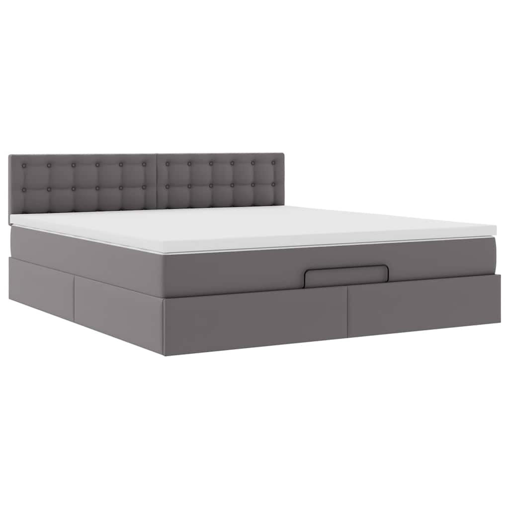 Cadre de lit ottoman avec matelas gris 180x200 cm similicuir Lits & cadres de lit vidaXL