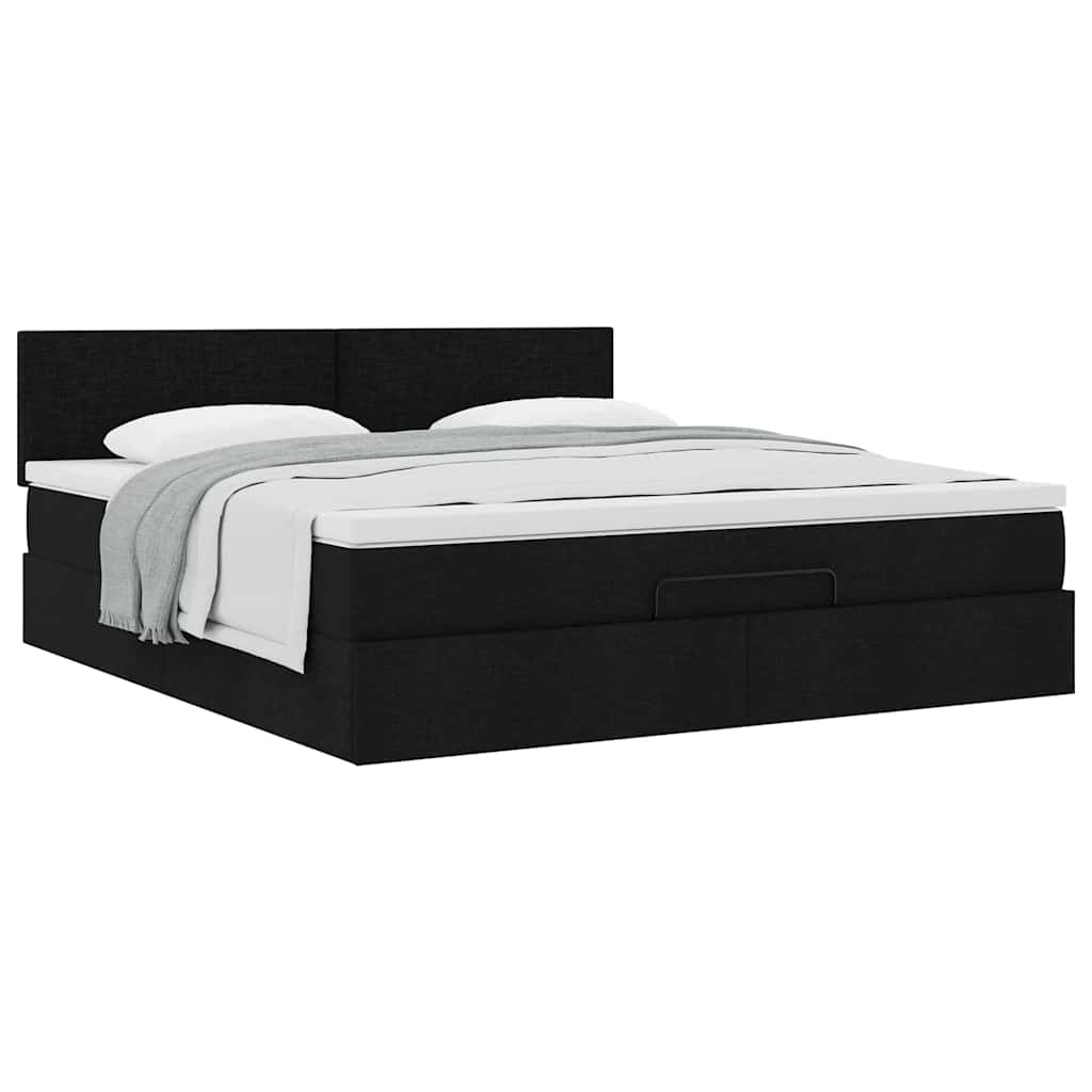 Cadre de lit ottoman avec matelas noir 180x200 cm tissu Lits & cadres de lit vidaXL