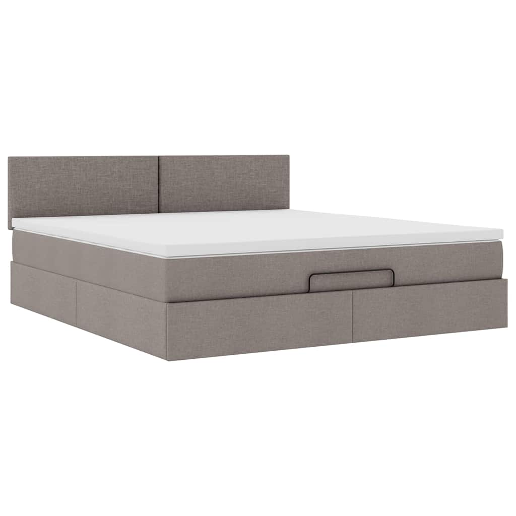 Cadre de lit ottoman avec matelas taupe 180x200 cm tissu Lits & cadres de lit vidaXL