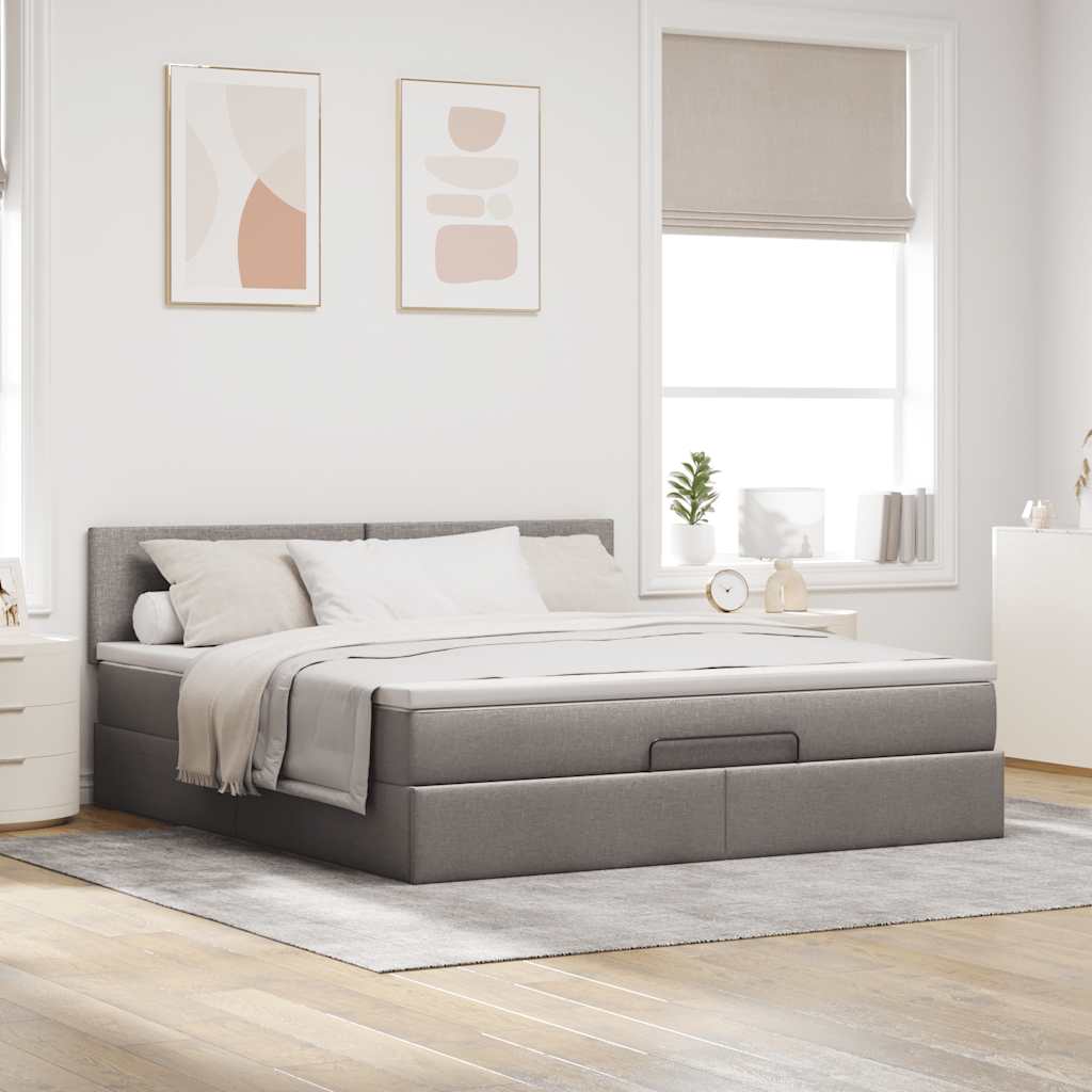 Cadre de lit ottoman avec matelas taupe 180x200 cm tissu Lits & cadres de lit vidaXL