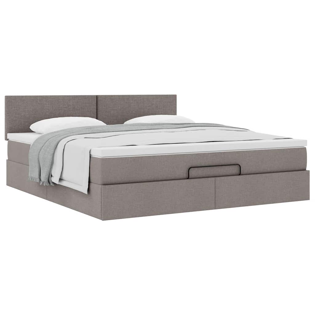 Cadre de lit ottoman avec matelas taupe 180x200 cm tissu Lits & cadres de lit vidaXL