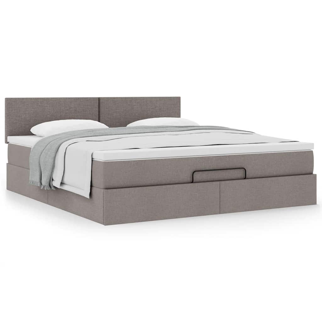 Cadre de lit ottoman avec matelas taupe 180x200 cm tissu Lits & cadres de lit vidaXL