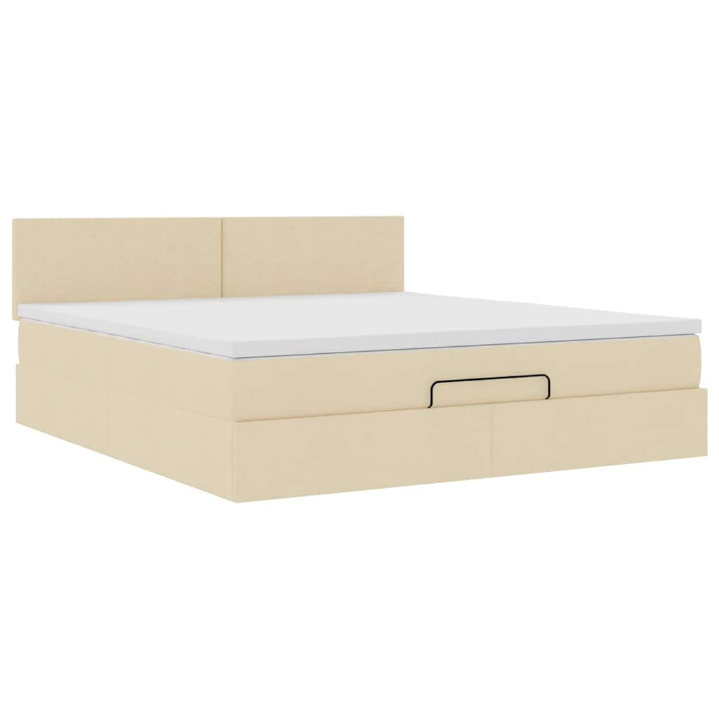 Cadre de lit ottoman avec matelas crème 180x200 cm tissu Lits & cadres de lit vidaXL